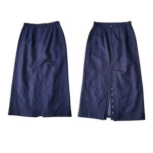 Vintage Wool Midi Pencil Skirt Navy Blue 28/6
